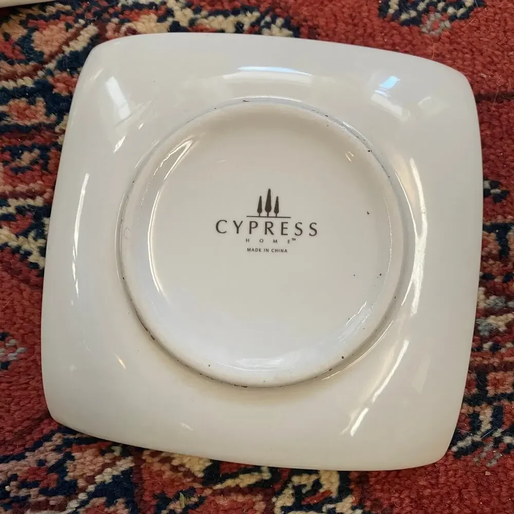 Cypress Home Pair of Cute Appetizer/Dessert‎ Plates Blue Birds, Curved Corners